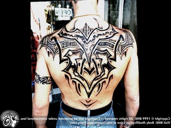 Tribal Graveyard Tattoo On Back