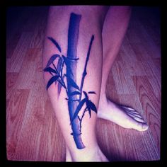 Right Leg Bamboo Tree Tattoo