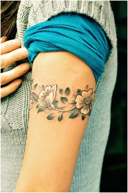 Flowers Armband Tattoo On Left Bicep