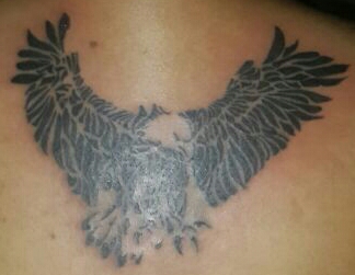 Flying Eagle Tattoo On Back