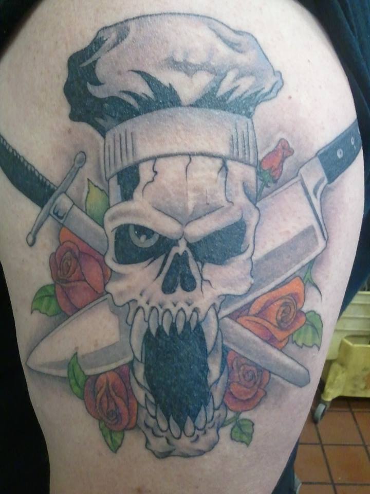 The Mad Chef With Rose Flowers Tattoo