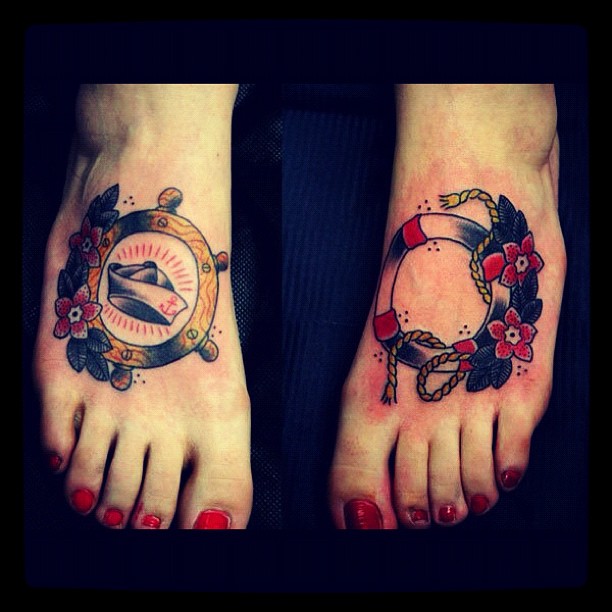 Sailor Tattoos On Girls Both Feet
