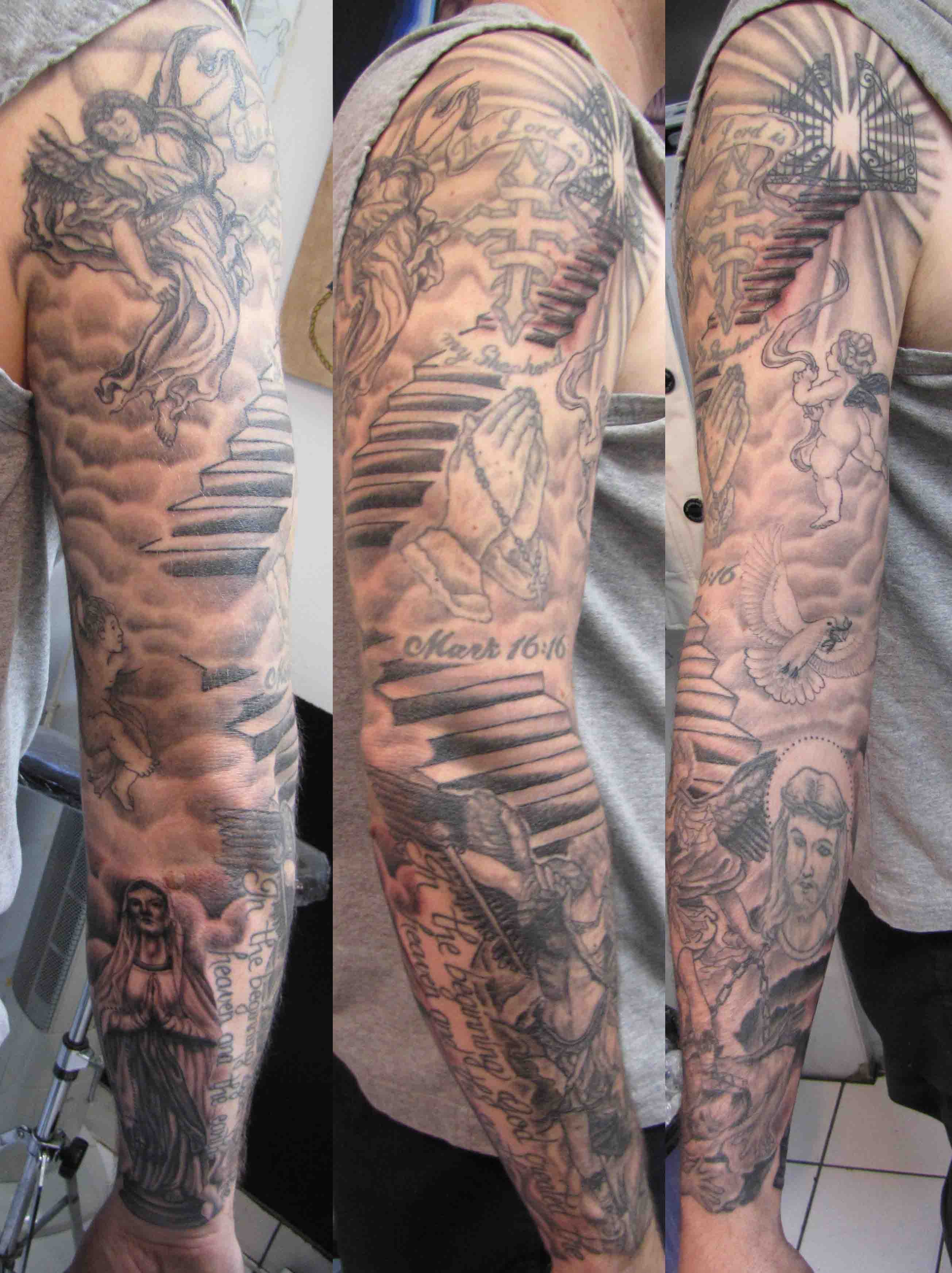 Fallen Angel Tattoo On Full Sleeve
