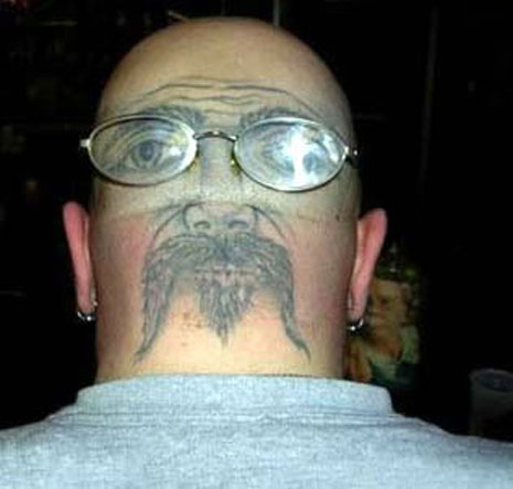 Nice Face Back Head Tattoo