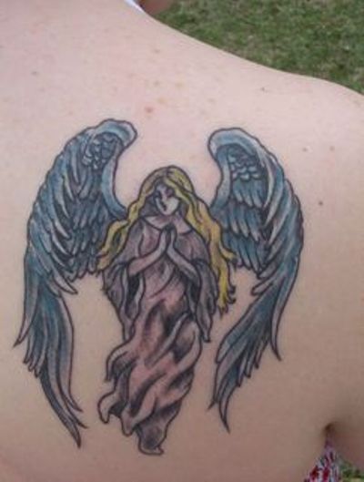 Right Back Shoulder Praying  Angel Tattoo
