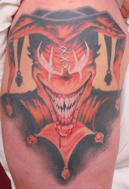 Jester Tattoo On Leg