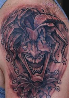 Laughing Jester Tattoo On Shoulder