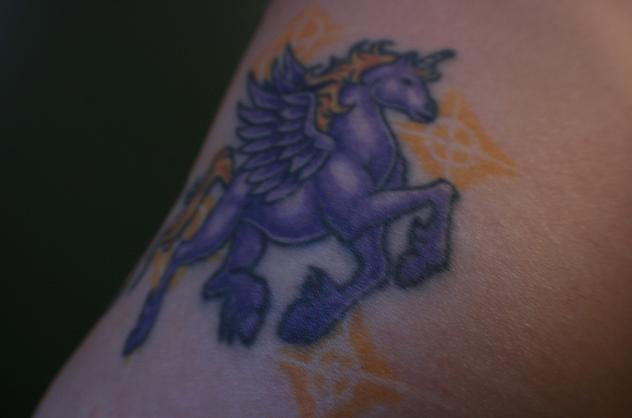 Purple Ink Pegasus Tattoo