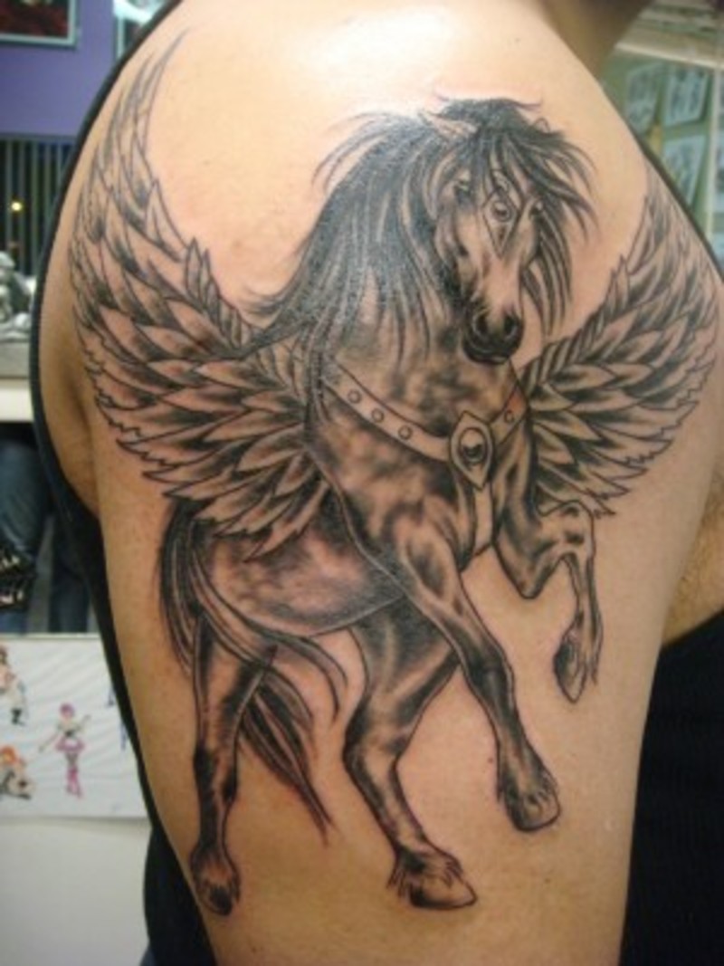 Right Bicep Pegasus Tattoo