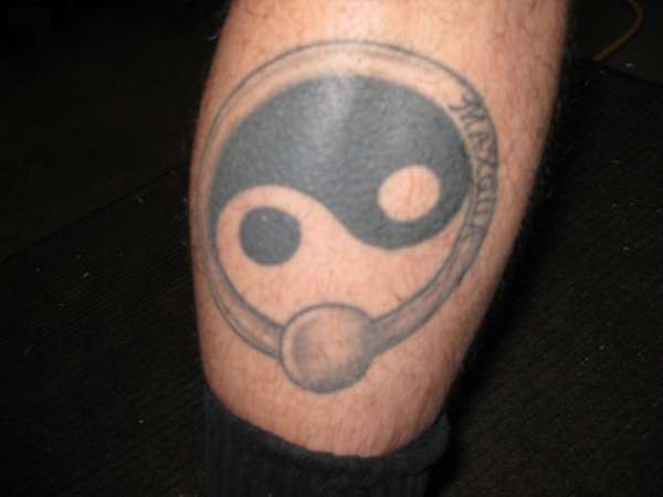 Yin Yang Ouroboros Tattoo On Leg