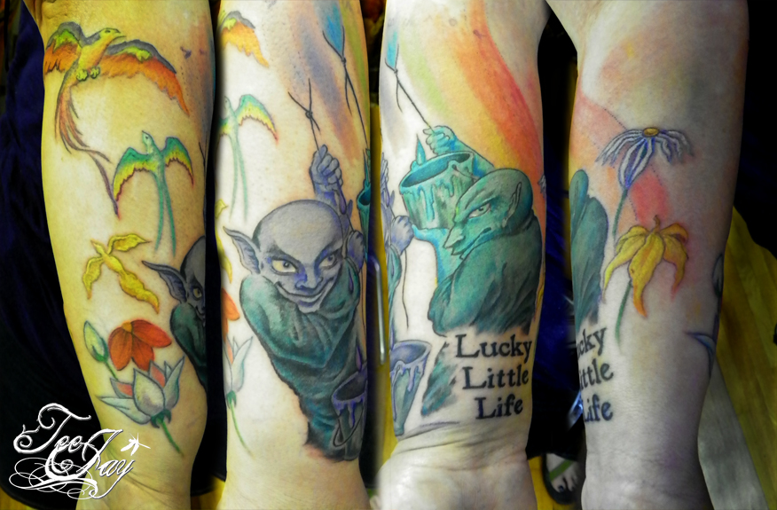 Lucky Little Life Goblin Tattoo On Forearm