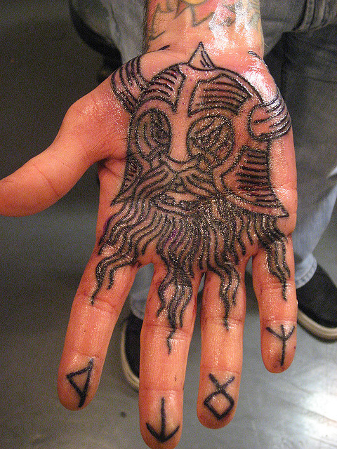 Viking Tattoo On Right Palm