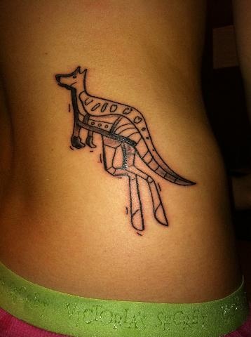 Kangaroo Tattoo On Side