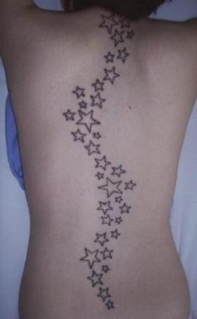Stars Spine Tattoo For Girls