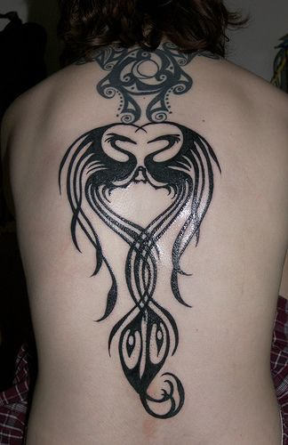 Wonderful Spine Tattoo On Girl Back