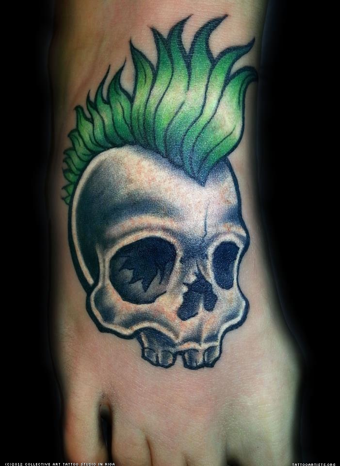 Punk Skull Foot Tattoo Design