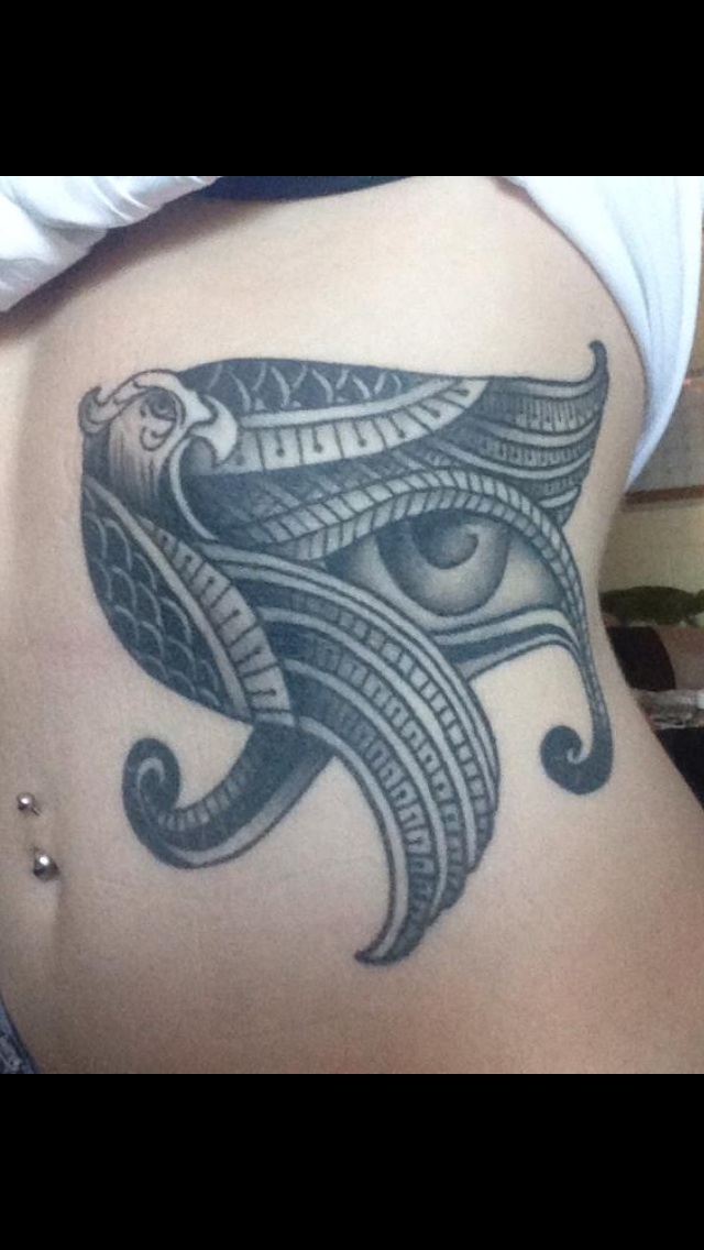 Girl Rib Side Eye Of Horus Tattoo