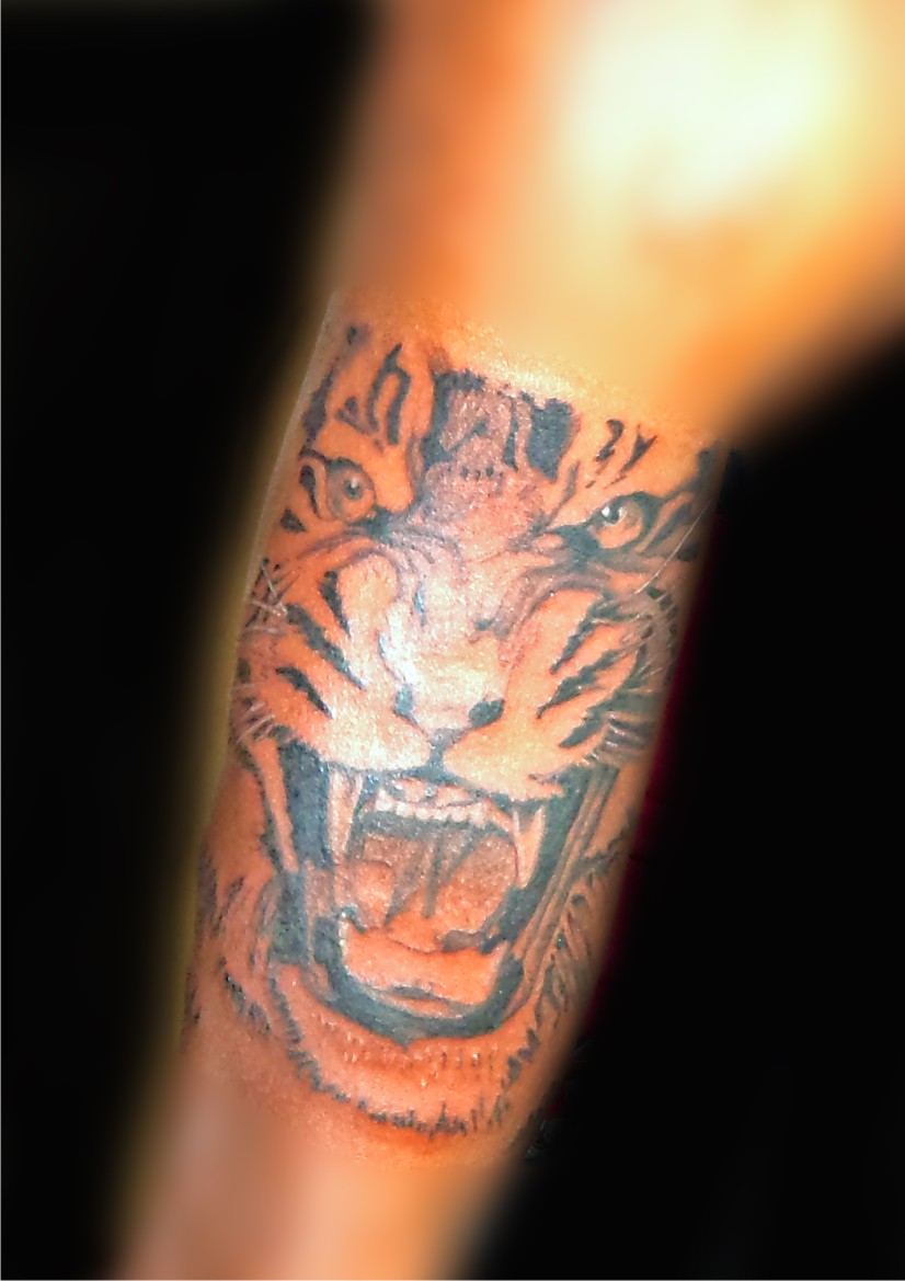Roaring Tiger Tattoo On Sleeve