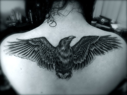 Upperback Albatross Tattoo For Girls