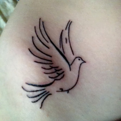 Attractive Outline Dove Tattoo On Right Hip