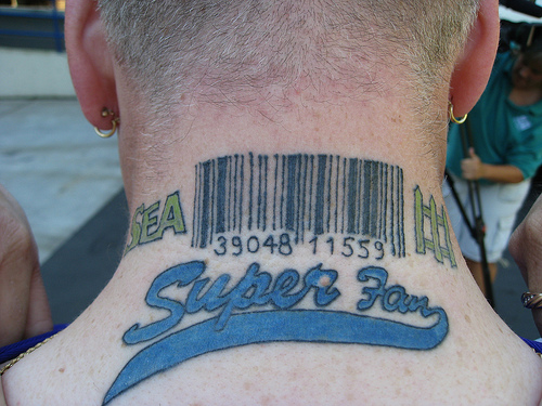 Superfan Barcode Tattoo On Nape