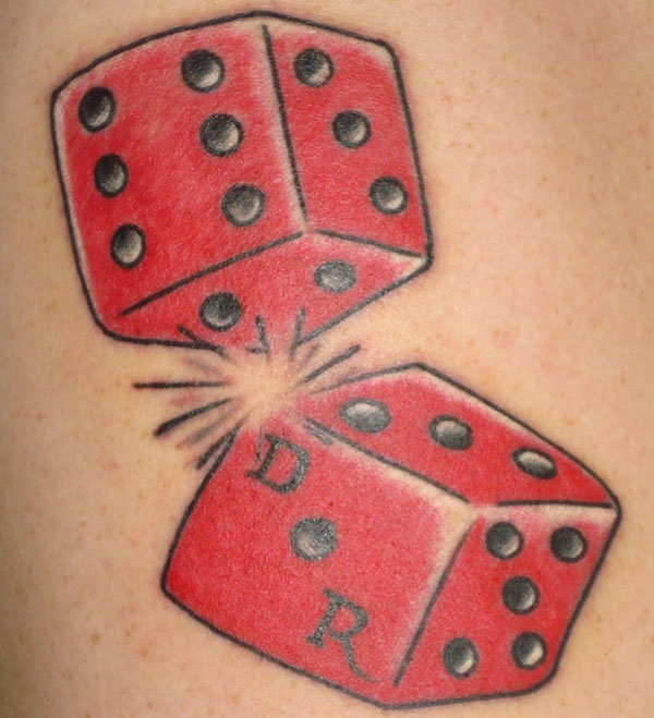Red Ink Dice Tattoos