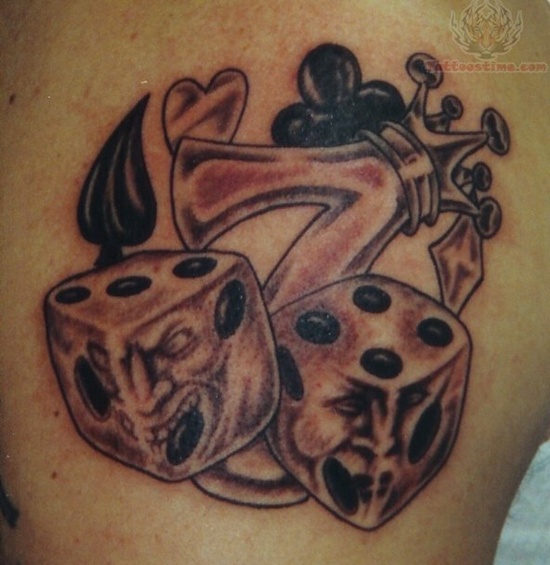 Seven Number and Dice Tattoo