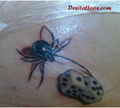 Spider and Dice Tattoos