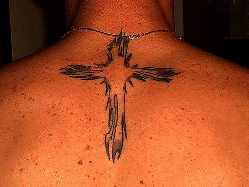 Upperback Cross Christianity Tattoo