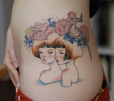 Vintage Geisha Tattoos On Left Side