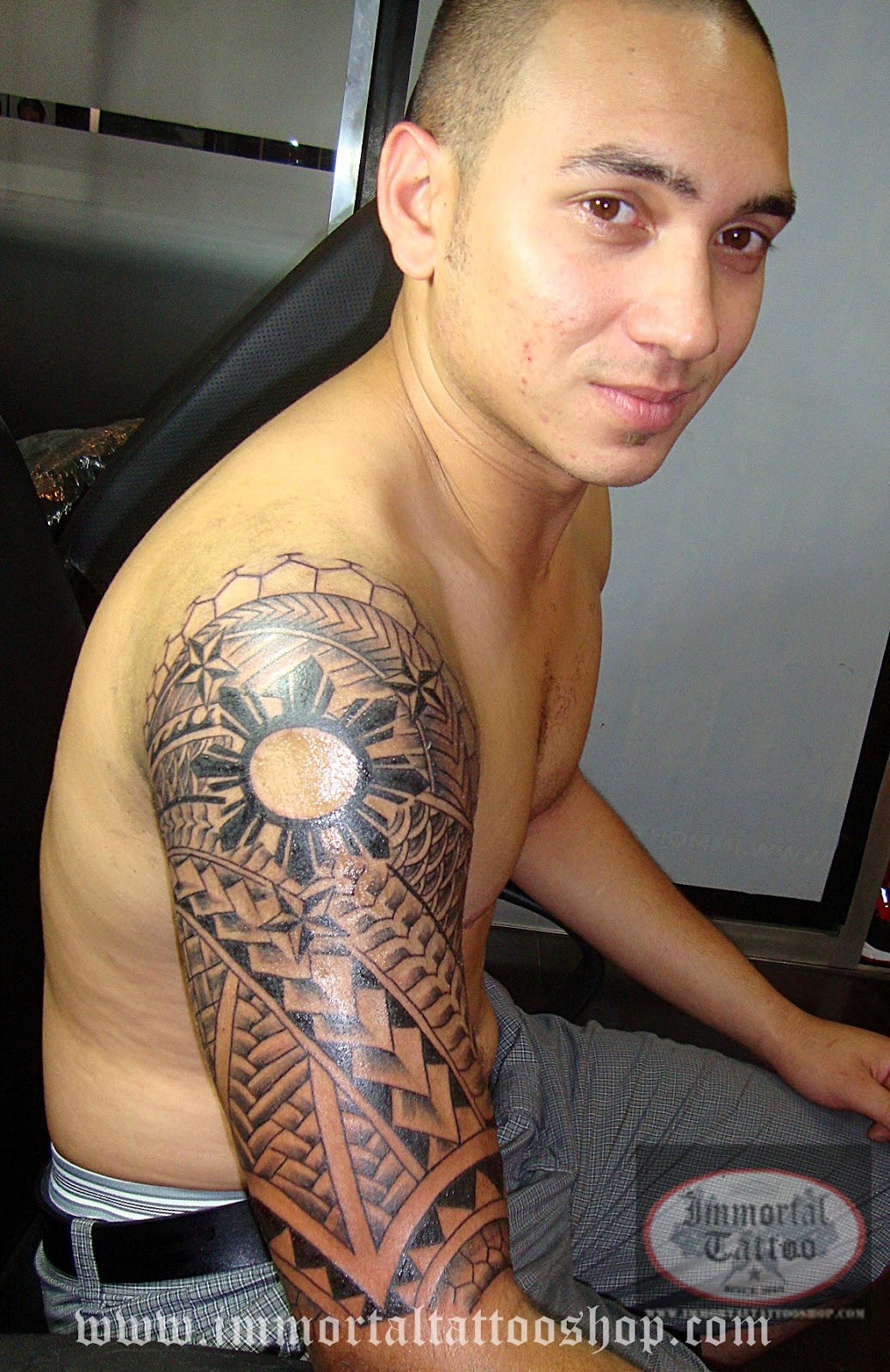 Tribal Filipino Tattoo On Right Half Sleeve
