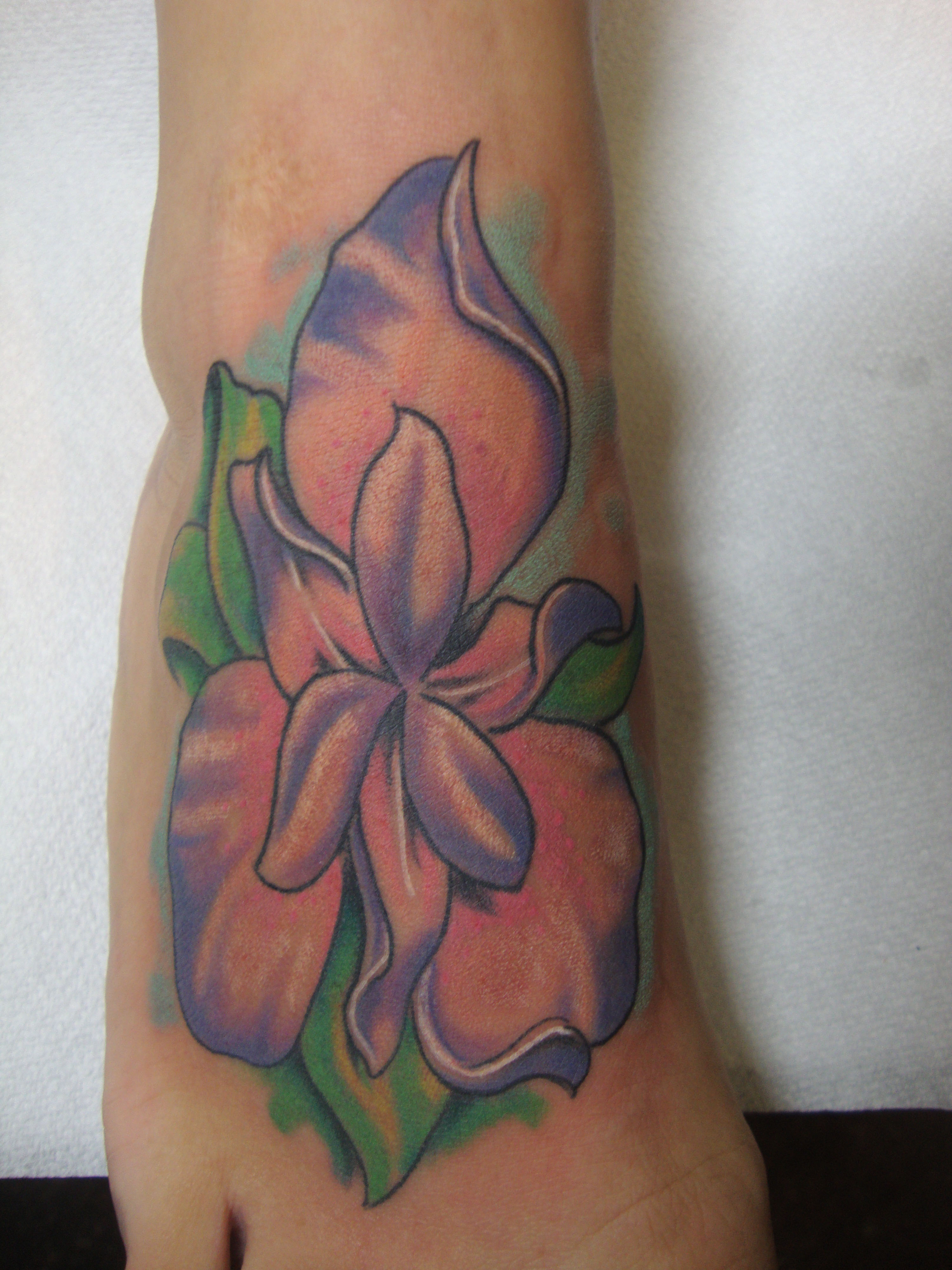 Right Foot Iris Tattoo