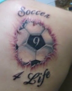 Soccer 4 Life Football Tattoo On Right Back Shoulder