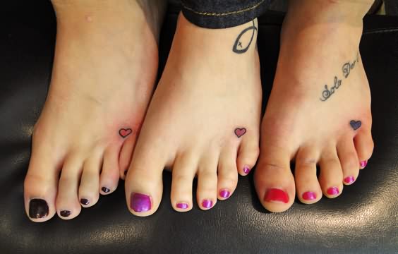 Hearts Friendship Tattoos On Feet