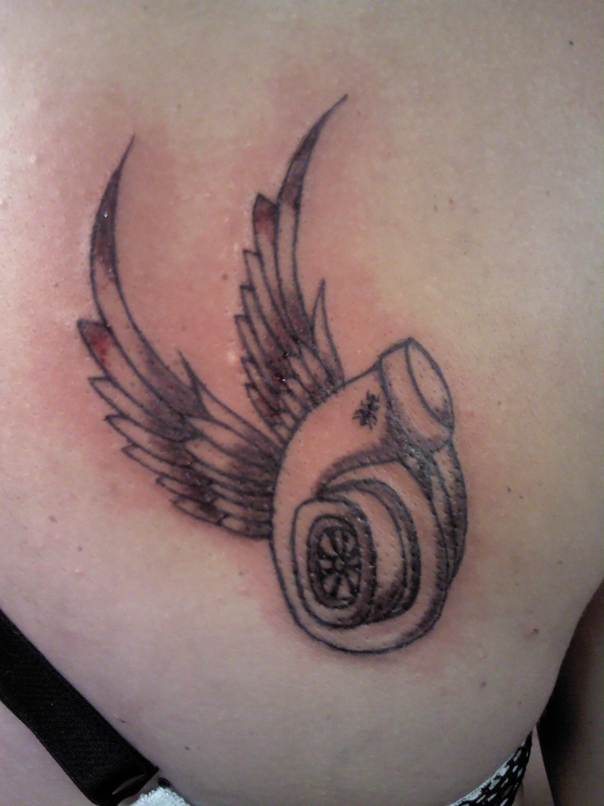 Winged Turbo Tattoo On Back