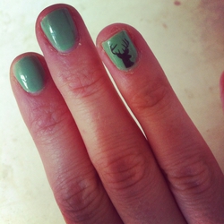 Small Black Deer Nail Tattoos