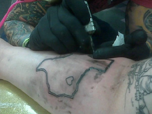 Texas Tattoo On Back Leg