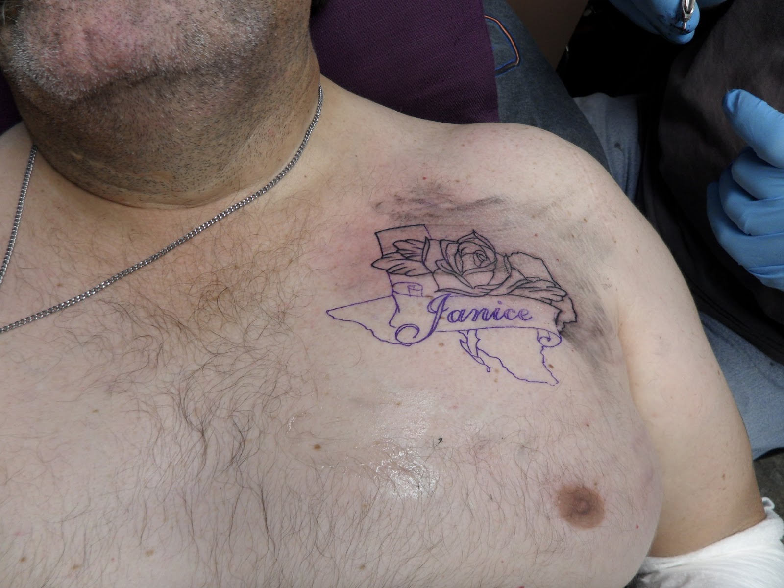 Texas Tattoo On Man Chest