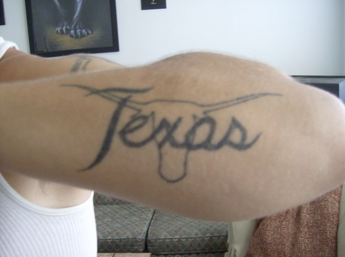 Texas Tattoo On Man Left Arm