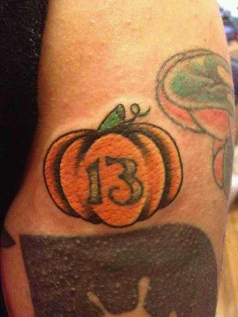 Thirteen Number Pumpkin Tattoo