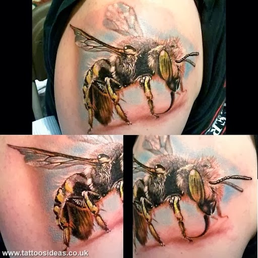 Big Bee Tattoo On shoulder