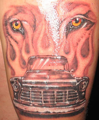 Red Car Automobile Tattoo For Girls