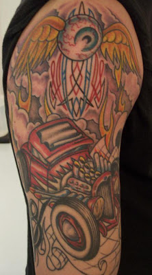 Right Half Sleeve Automobile Tattoo