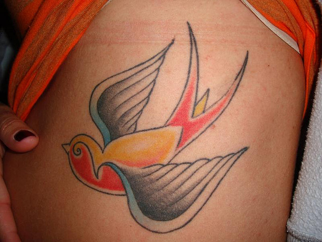 Flying Swallow Bird Tattoo
