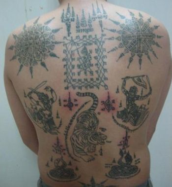 Thai Buddhist Tattoo On Back