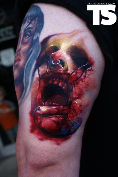 Zombie Chimpanzee Tattoo On Leg