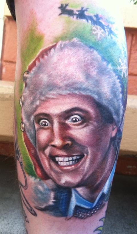 Lampoon Christmas Tattoo On Leg