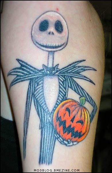 Nightmare Color Christmas Tattoo On Left Half Sleeve