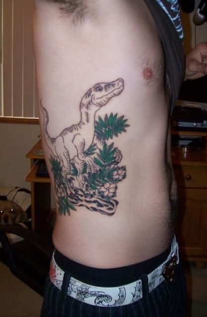 Nice Man Rib Side Dinosaur Tattoo