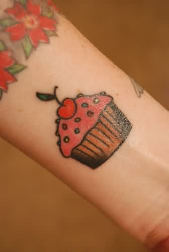 Wrist Cupcake Tattoo